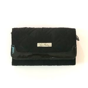 Vera Bradley Large Tri-Fold Black Quilted Wallet